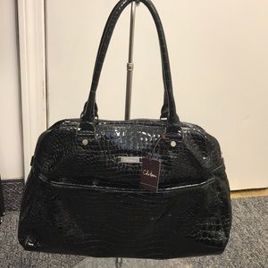 Cole Haan Black Patent Faux Alligator Handbag